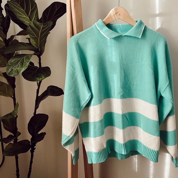 Vintage Made in USA Preppy Knit Sweater Striped - Picture 2 of 7